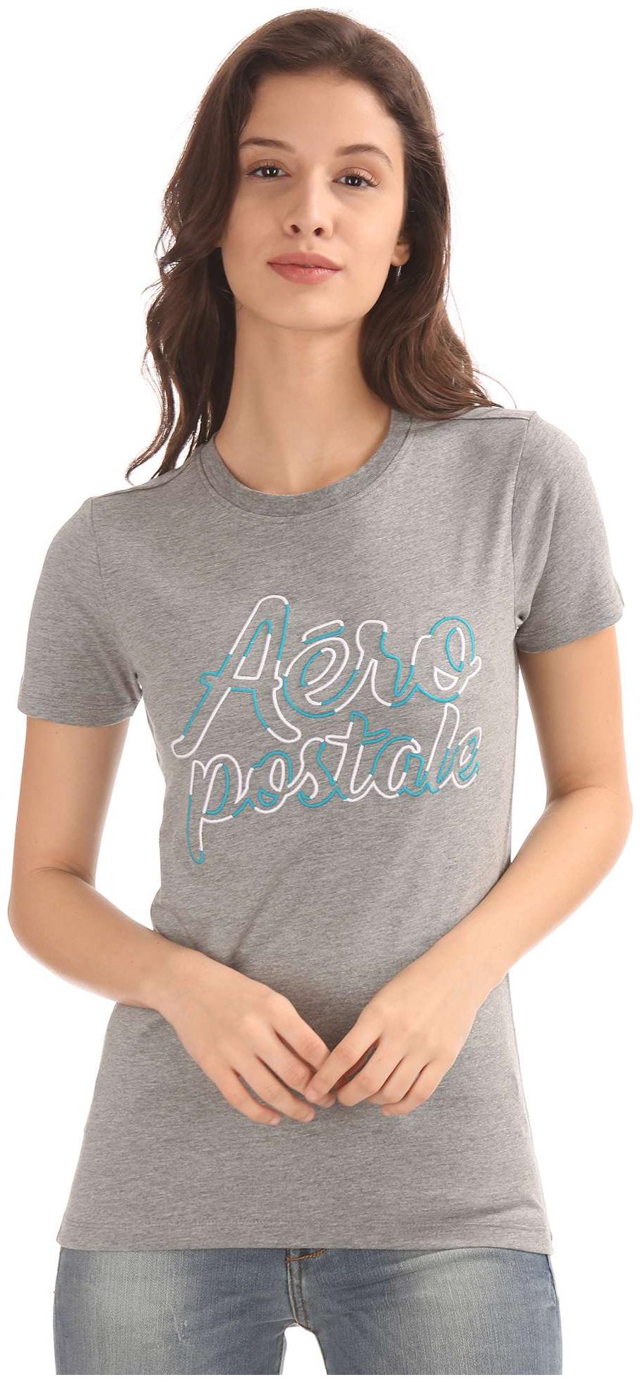 

Aeropostale Women Grey Regular fit Round neck Cotton Tank top