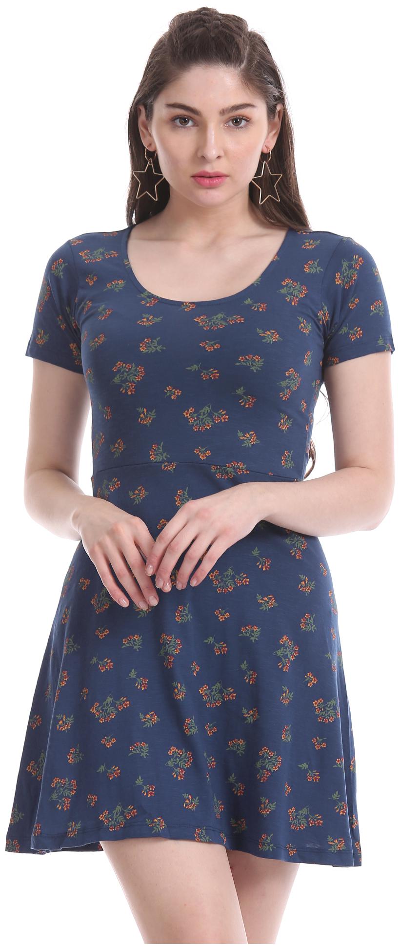 

Aeropostale Blue Printed Fit flare dress