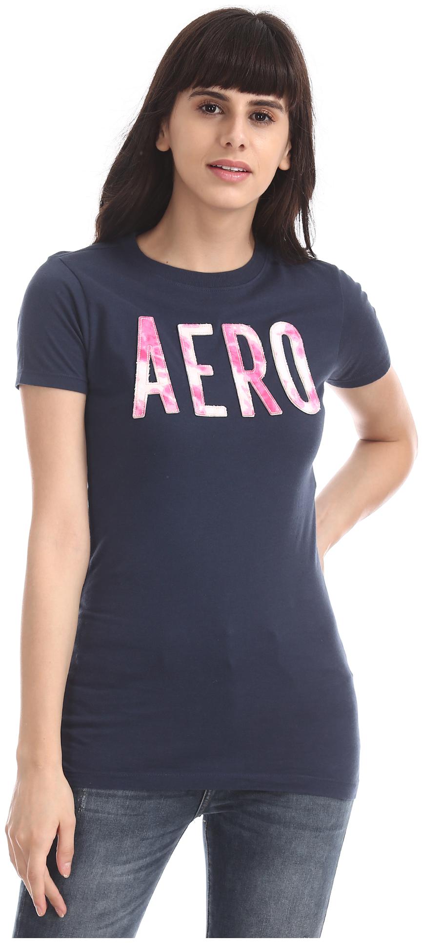 

A ropostale Women Blue Regular fit Round neck Cotton T shirt