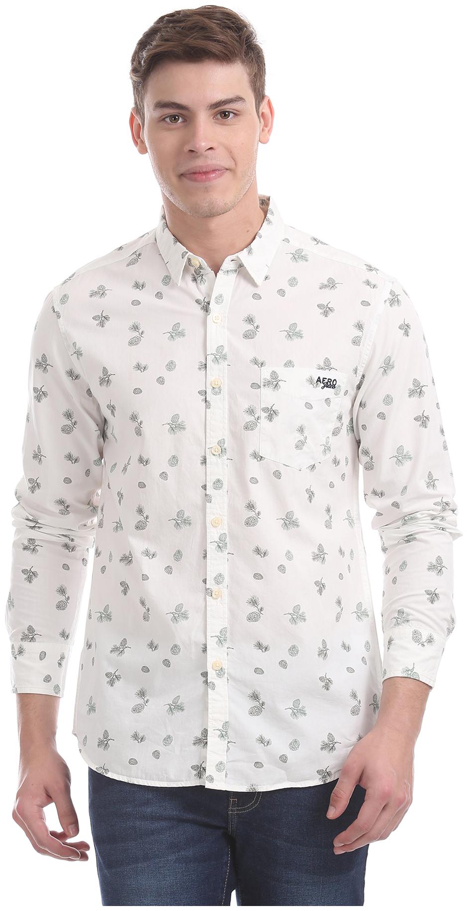 

Aeropostale Men White Printed Regular Fit Casual Shirt