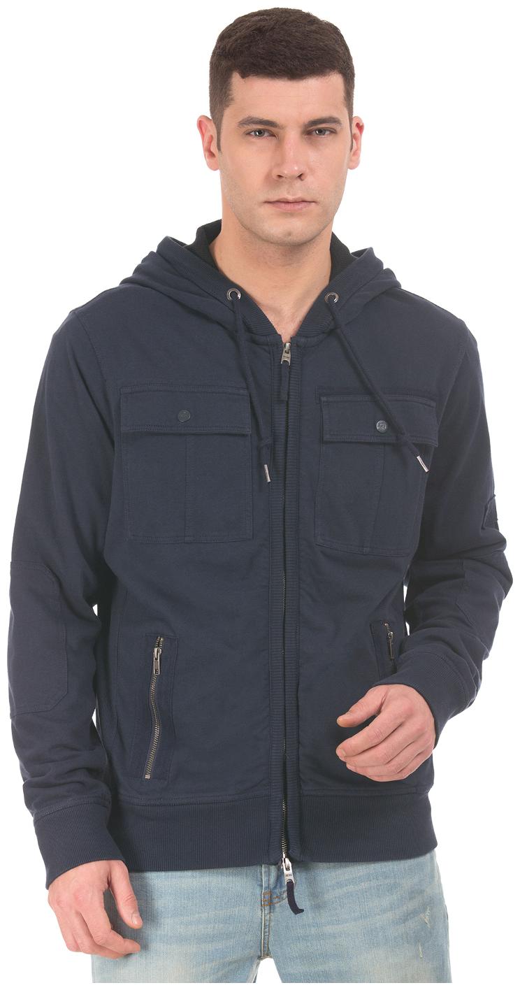 

Aeropostale Blue Cotton Zip-Up Hooded Sweatshirt