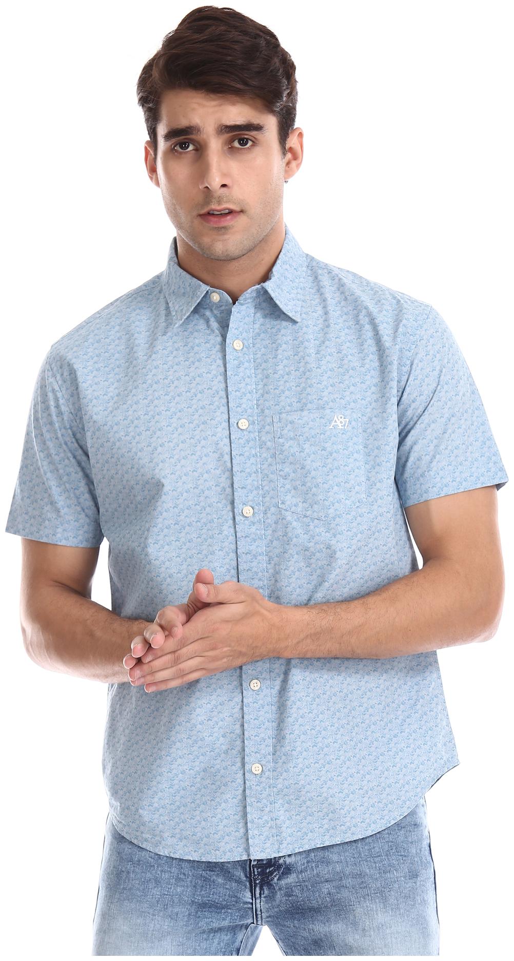 

Aeropostale Men Blue Printed Regular Fit Casual Shirt