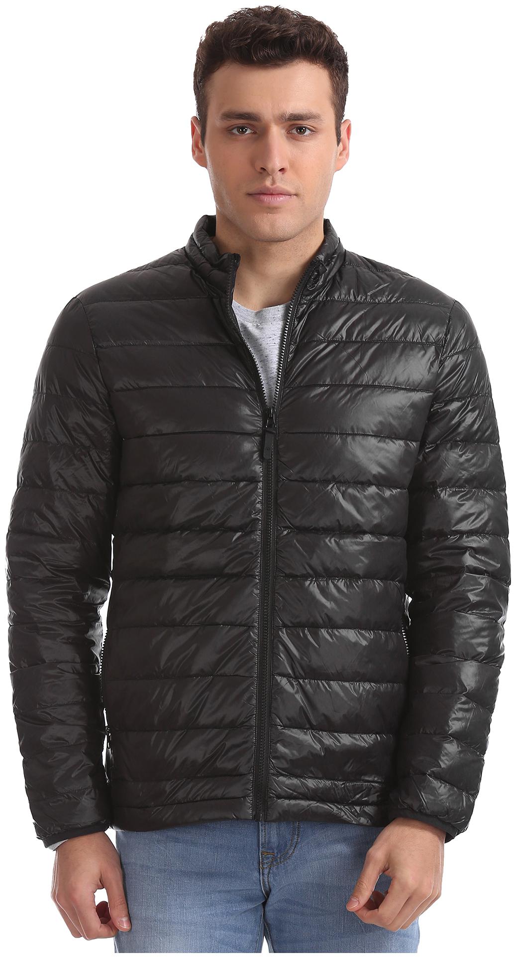 

Aeropostale Men Black Solid Bomber jacket
