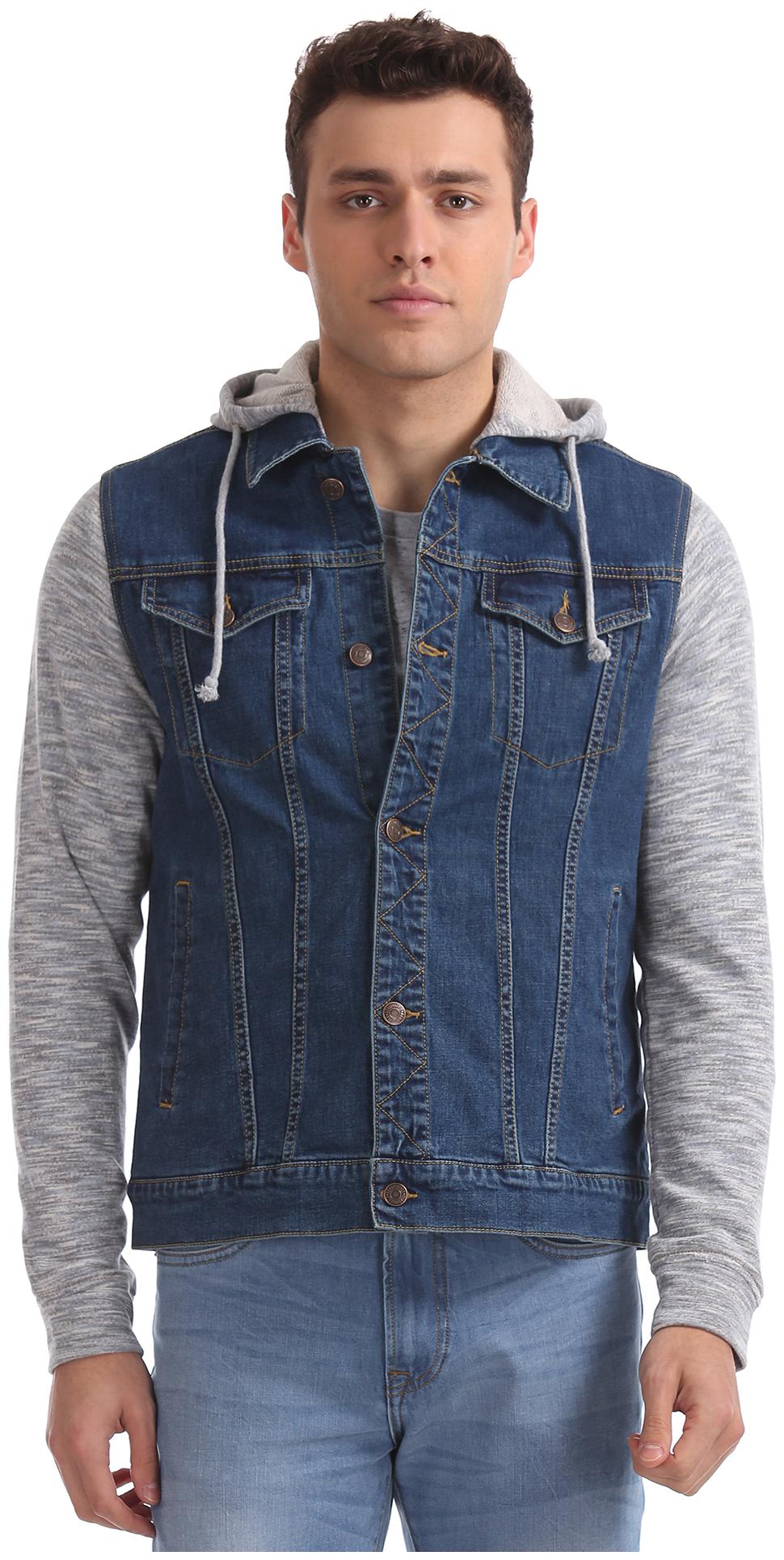 

Aeropostale Men Blue Solid Denim jacket
