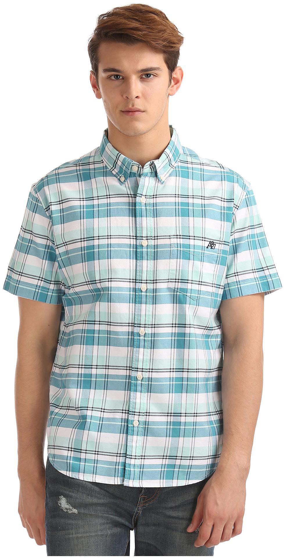 

Aeropostale Men Blue Checked Regular Fit Casual Shirt