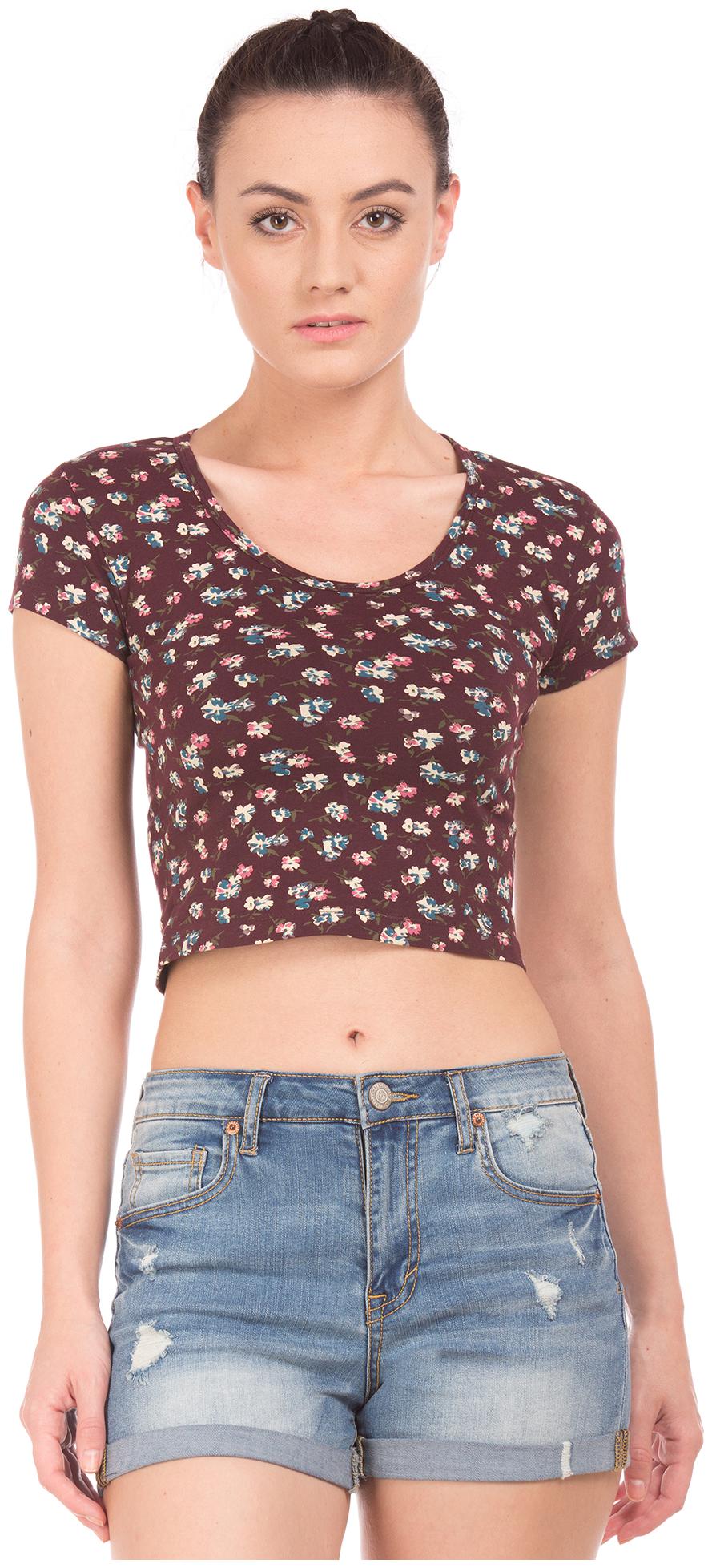 

A ropostale Women Maroon Regular fit Round neck Cotton T shirt
