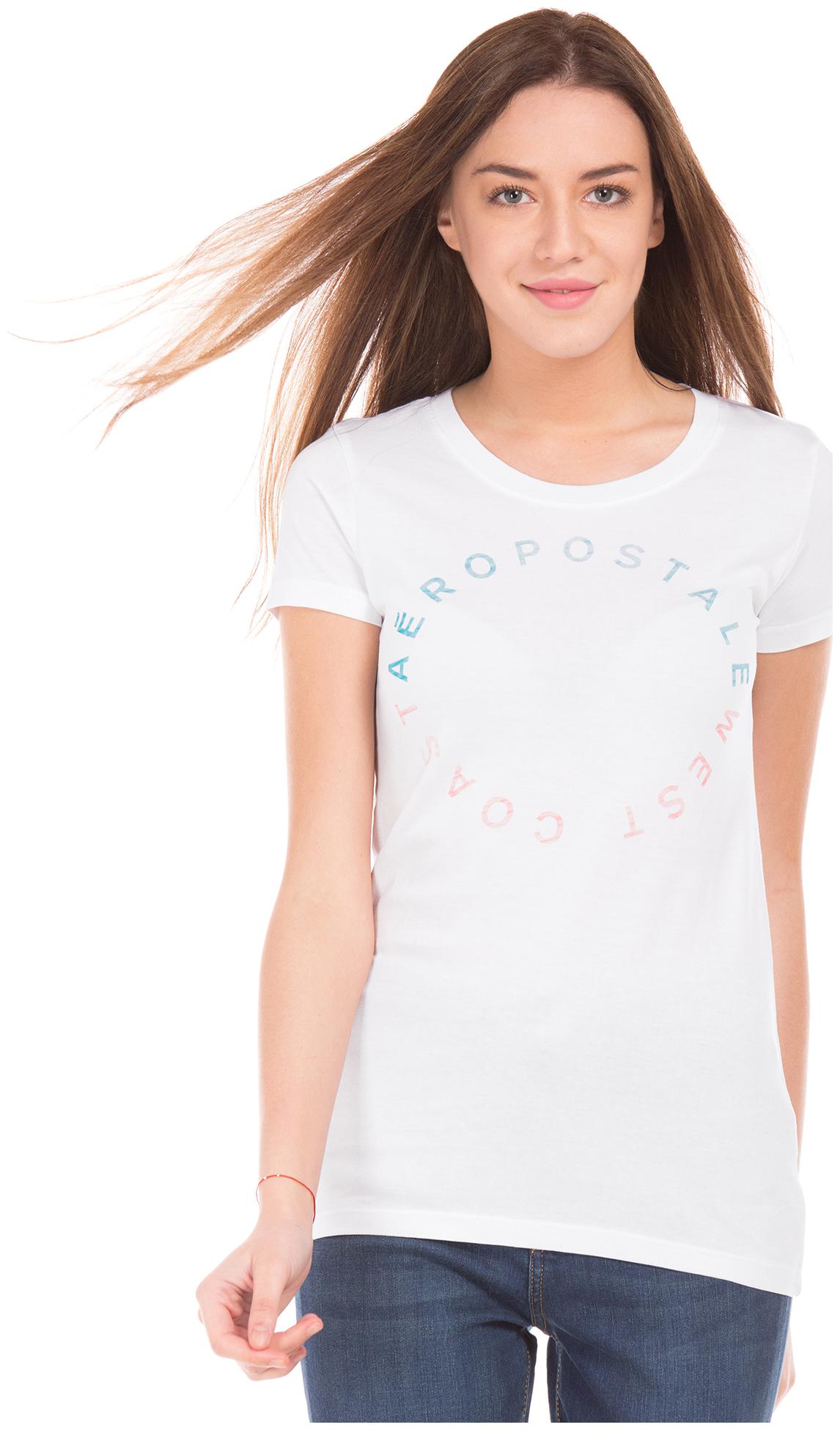 

Aeropostale Women White Regular fit Round neck Cotton T shirt