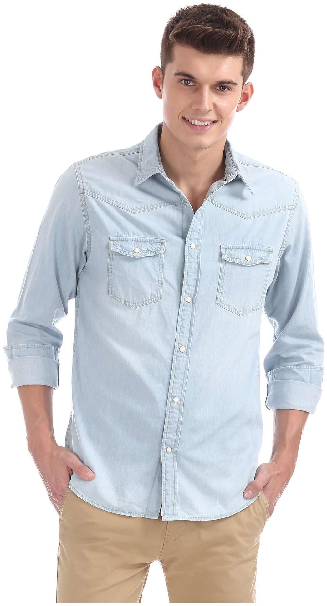 

Aeropostale Men Blue Solid Regular Fit Casual Shirt