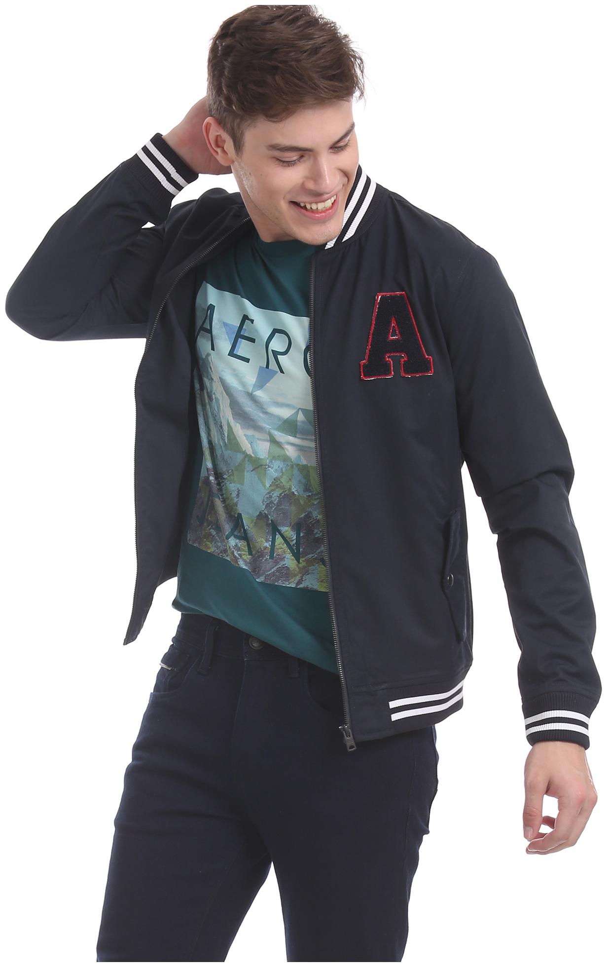 

Aeropostale Men Blue Printed Bomber jacket