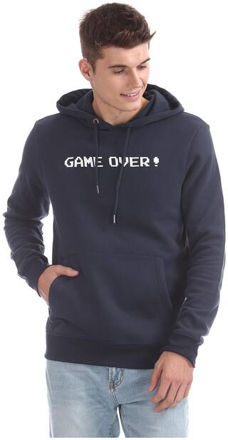 Aeropostale Men Blue Hooded Hoodie