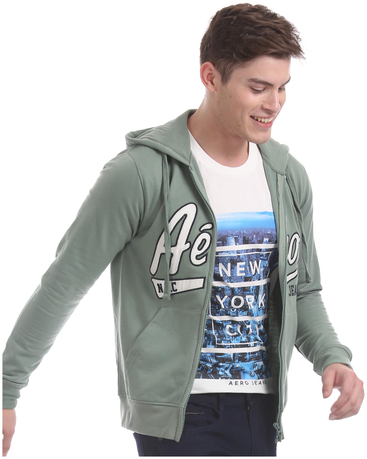 

Aeropostale Men Green Hooded Sweatshirt