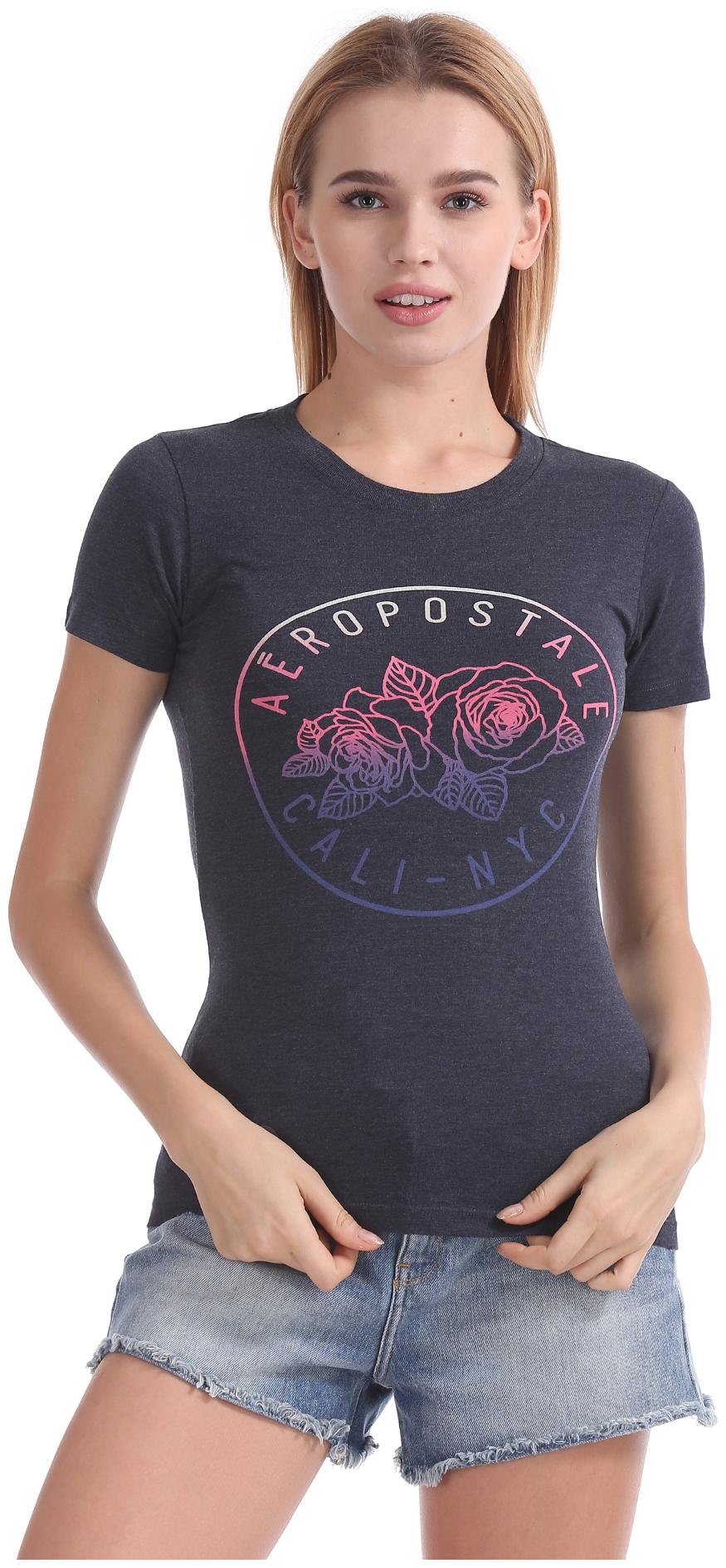 

Aeropostale Women Blue Regular fit Round neck Cotton T shirt