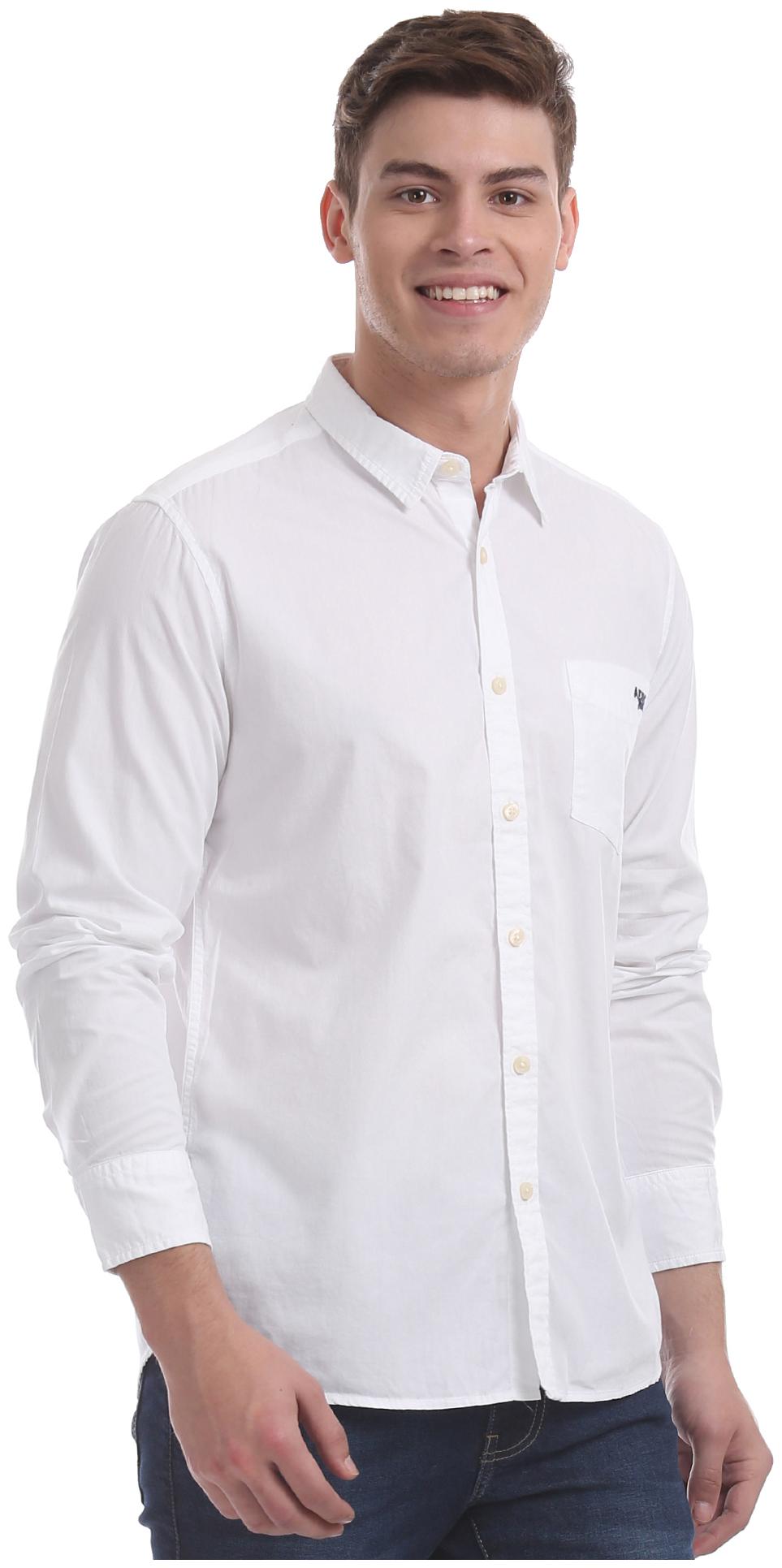 

Aeropostale Men White Solid Regular Fit Casual Shirt