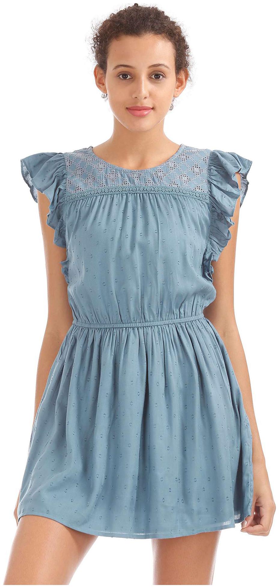 

Aeropostale Blue Solid A-line dress