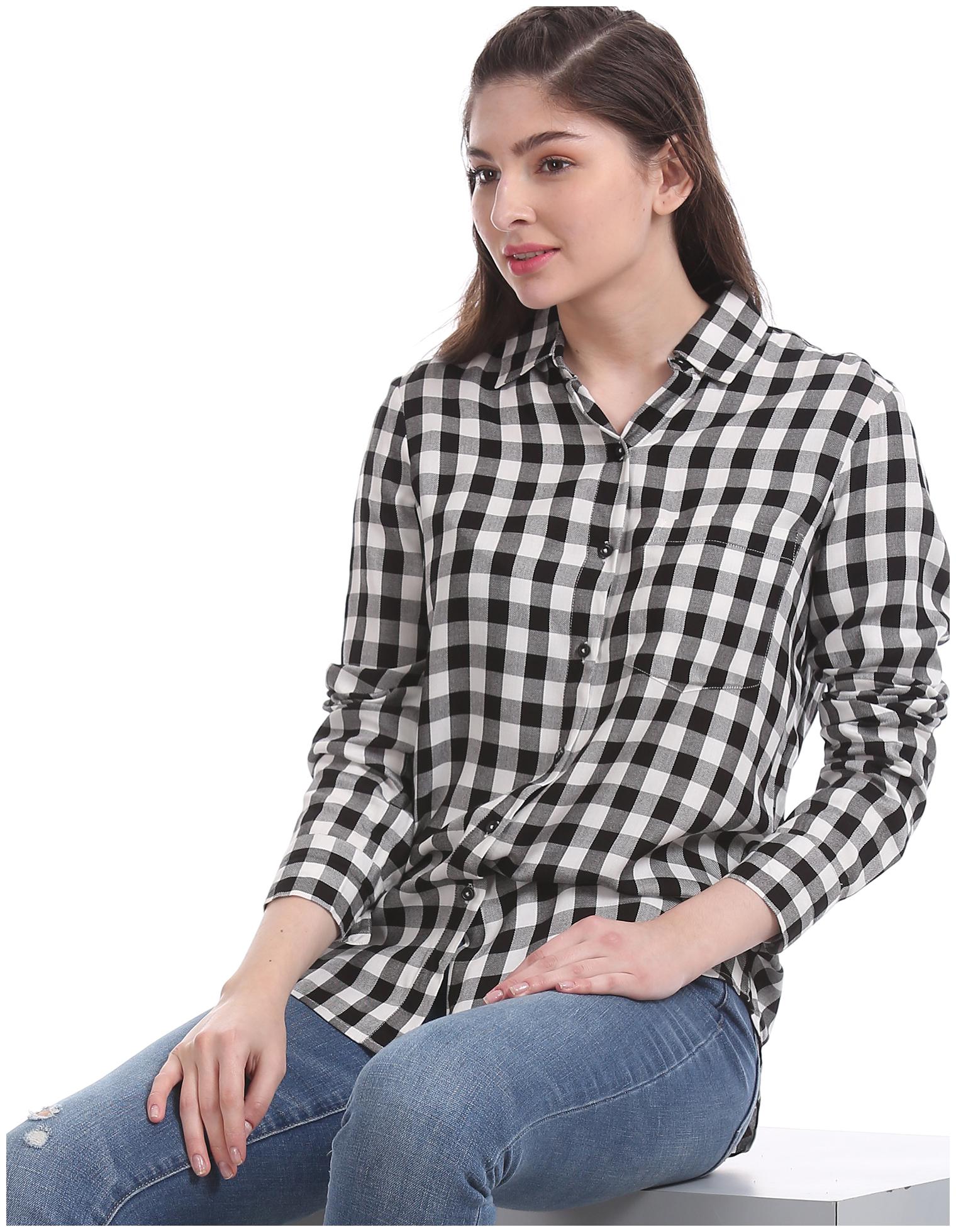 

Aeropostale Women White Checked Regular Fit Shirt
