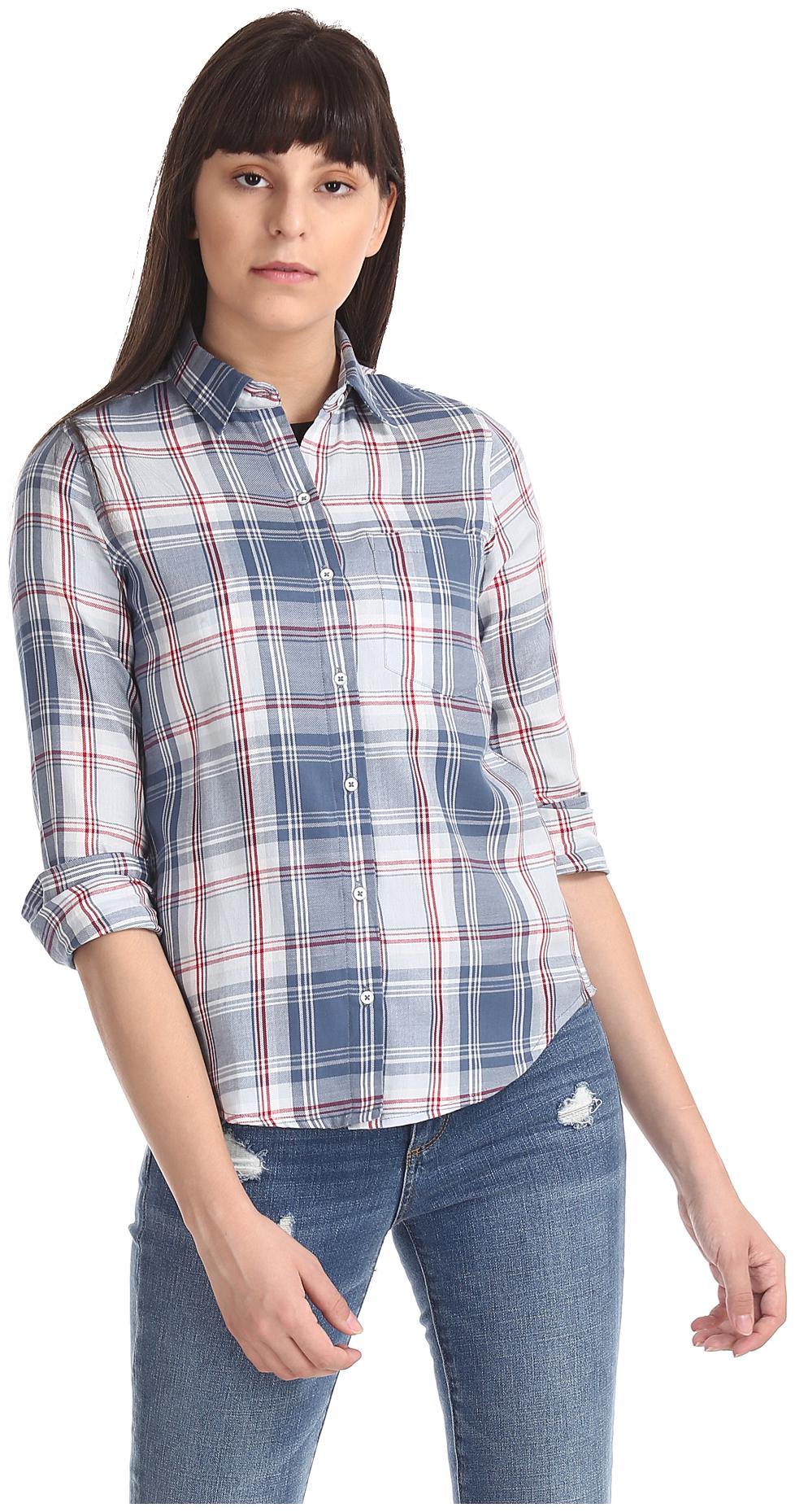 

A ropostale Women Multi Checked Regular Fit Shirt
