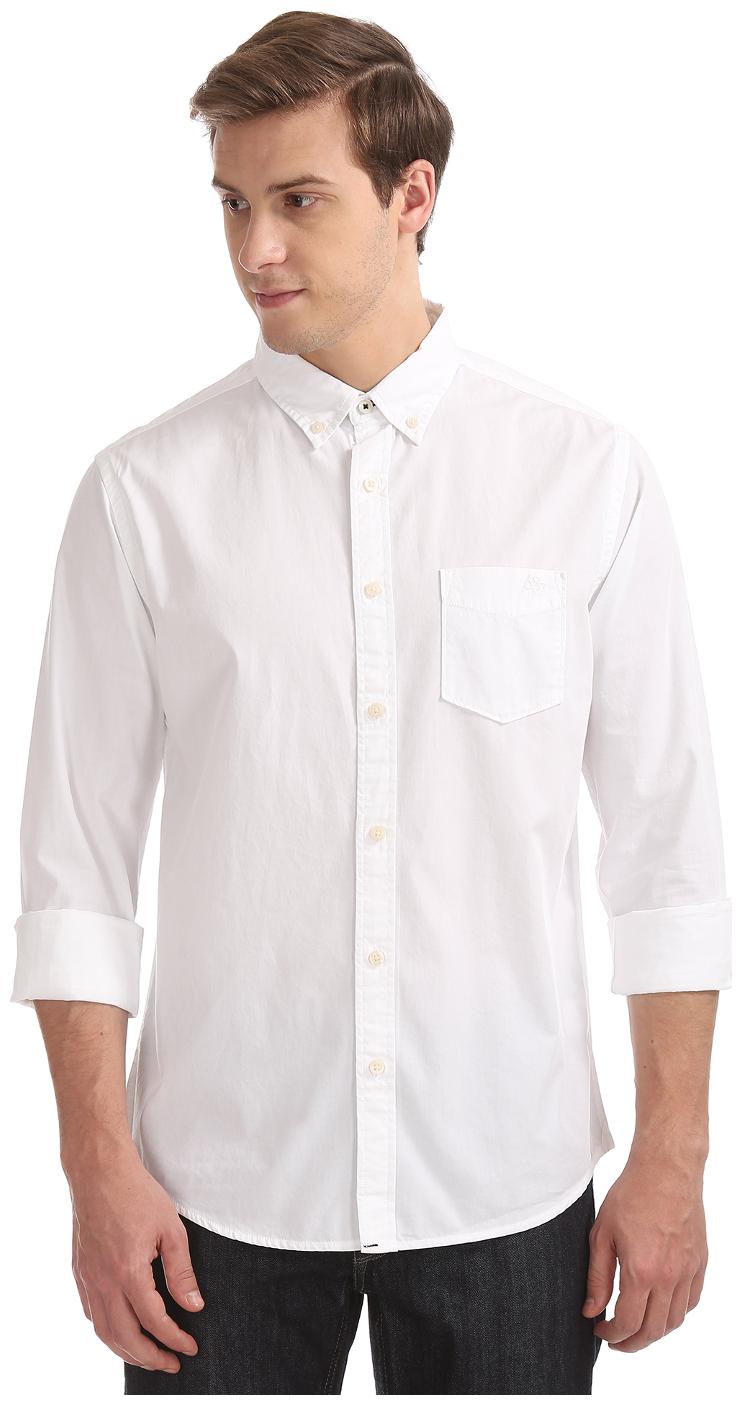 

Aeropostale Men White Solid Regular Fit Casual Shirt