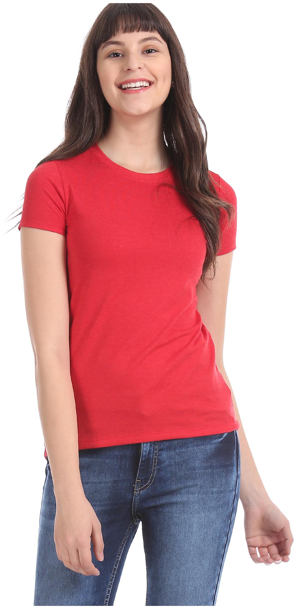 

Aeropostale Women Red Regular fit Round neck Cotton T shirt