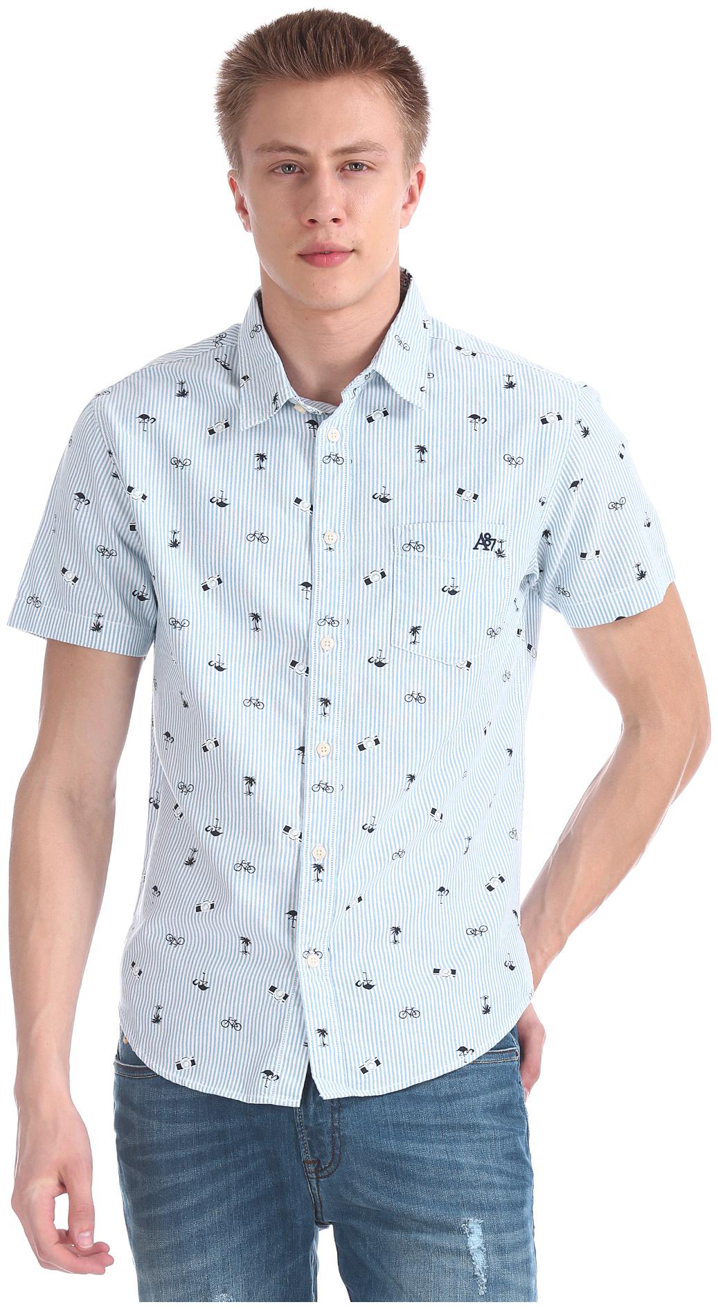 

Aeropostale Men Blue Printed Regular Fit Casual Shirt