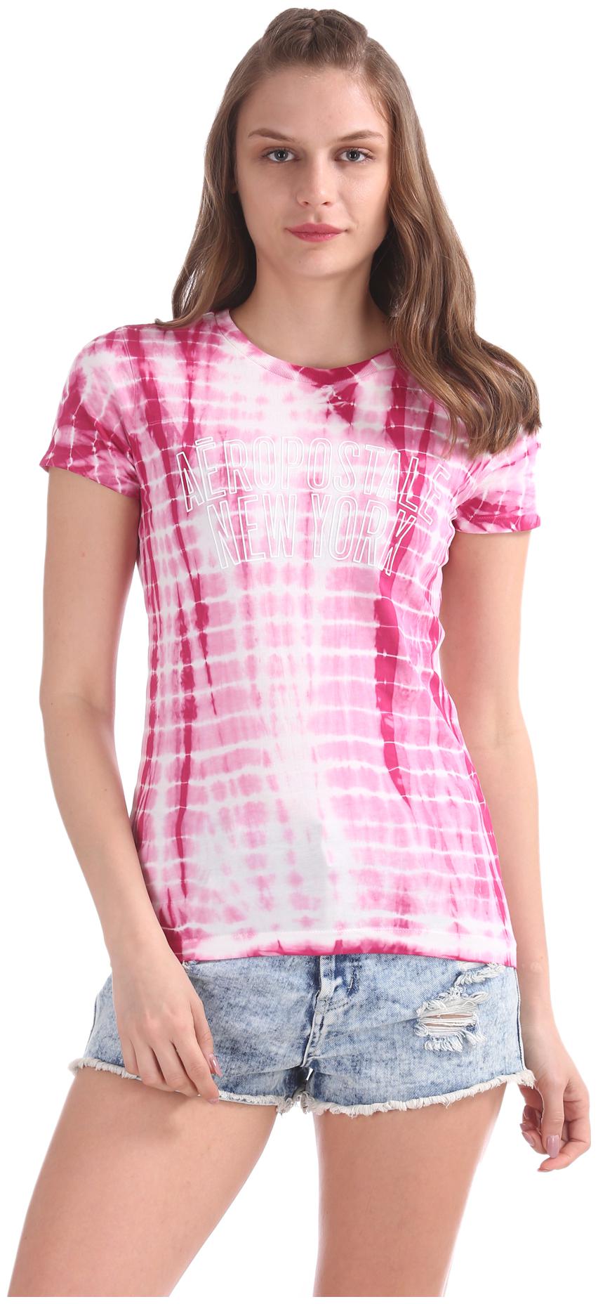 

Aeropostale Women Pink Regular fit Round neck Cotton T shirt