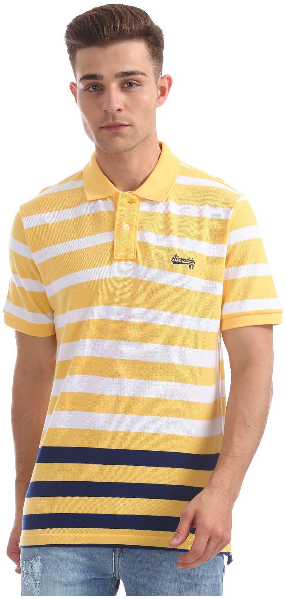 

Aeropostale Men Yellow Regular fit Cotton Polo collar T-Shirt - Pack Of 1