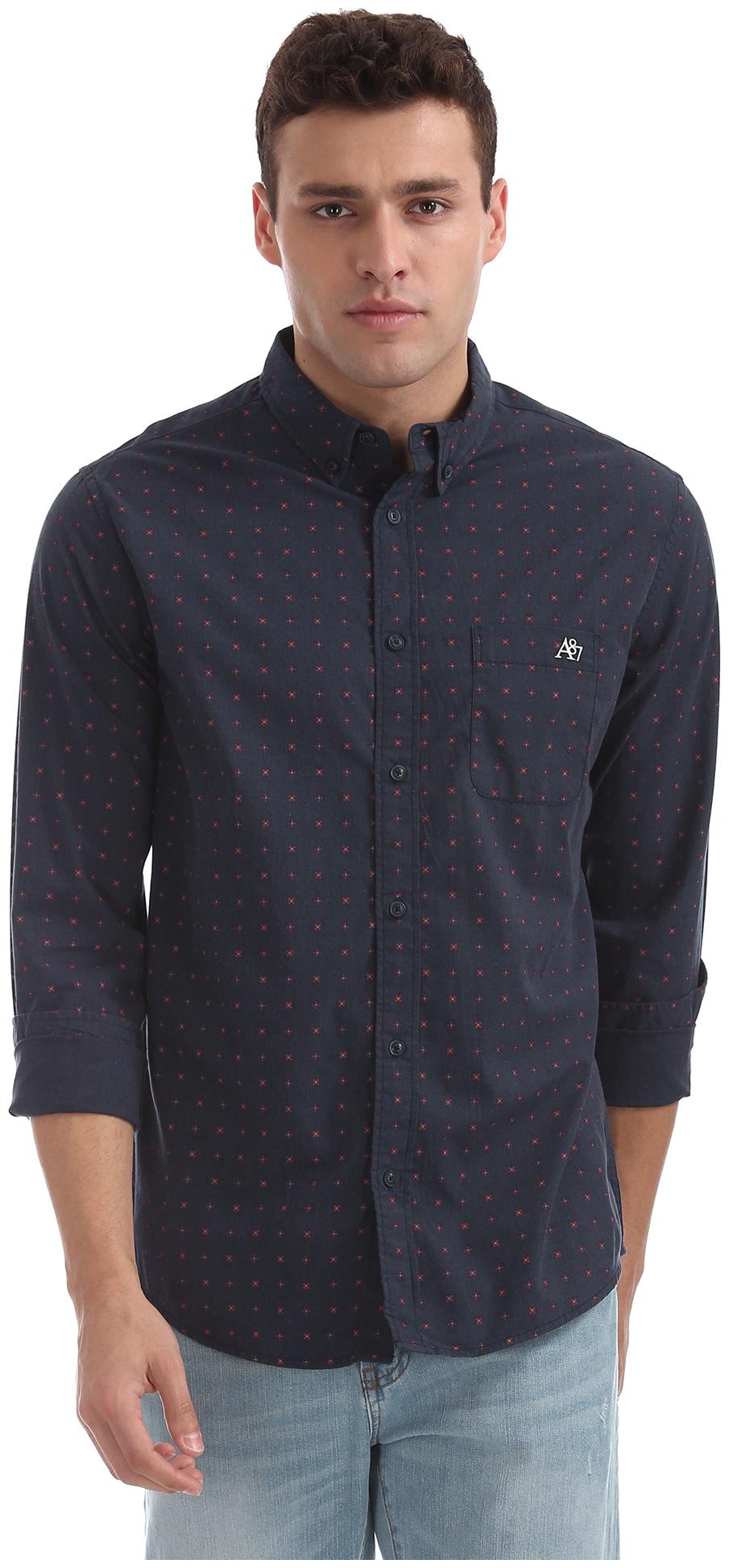 

Aeropostale Men Blue Printed Regular Fit Casual Shirt