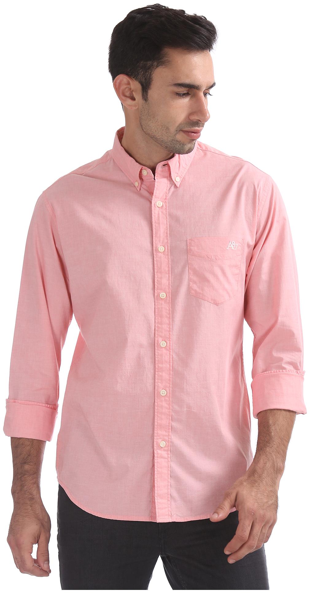

Aeropostale Men Pink Solid Regular Fit Casual Shirt
