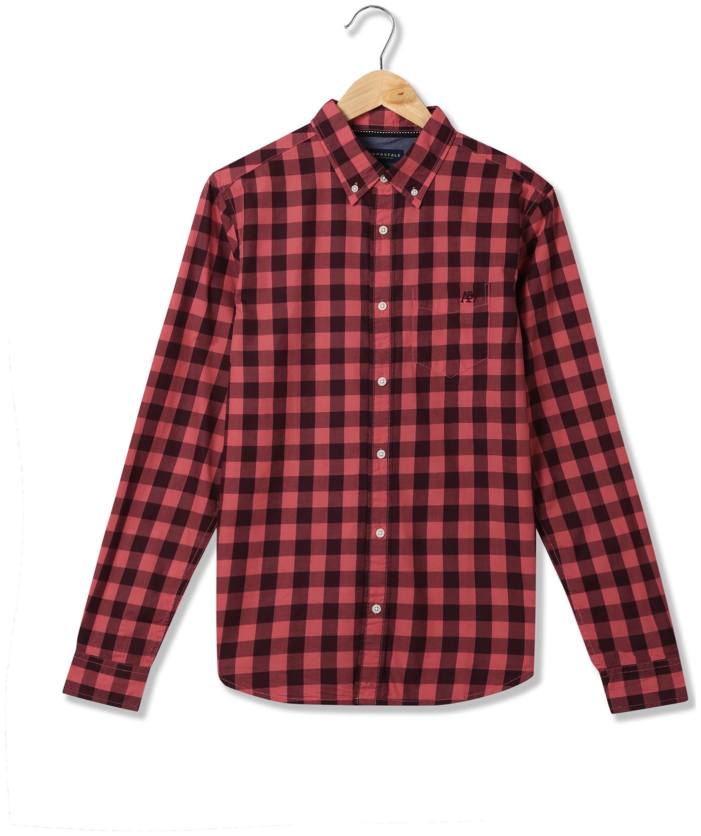 

Aeropostale Men Red Checked Regular Fit Casual Shirt