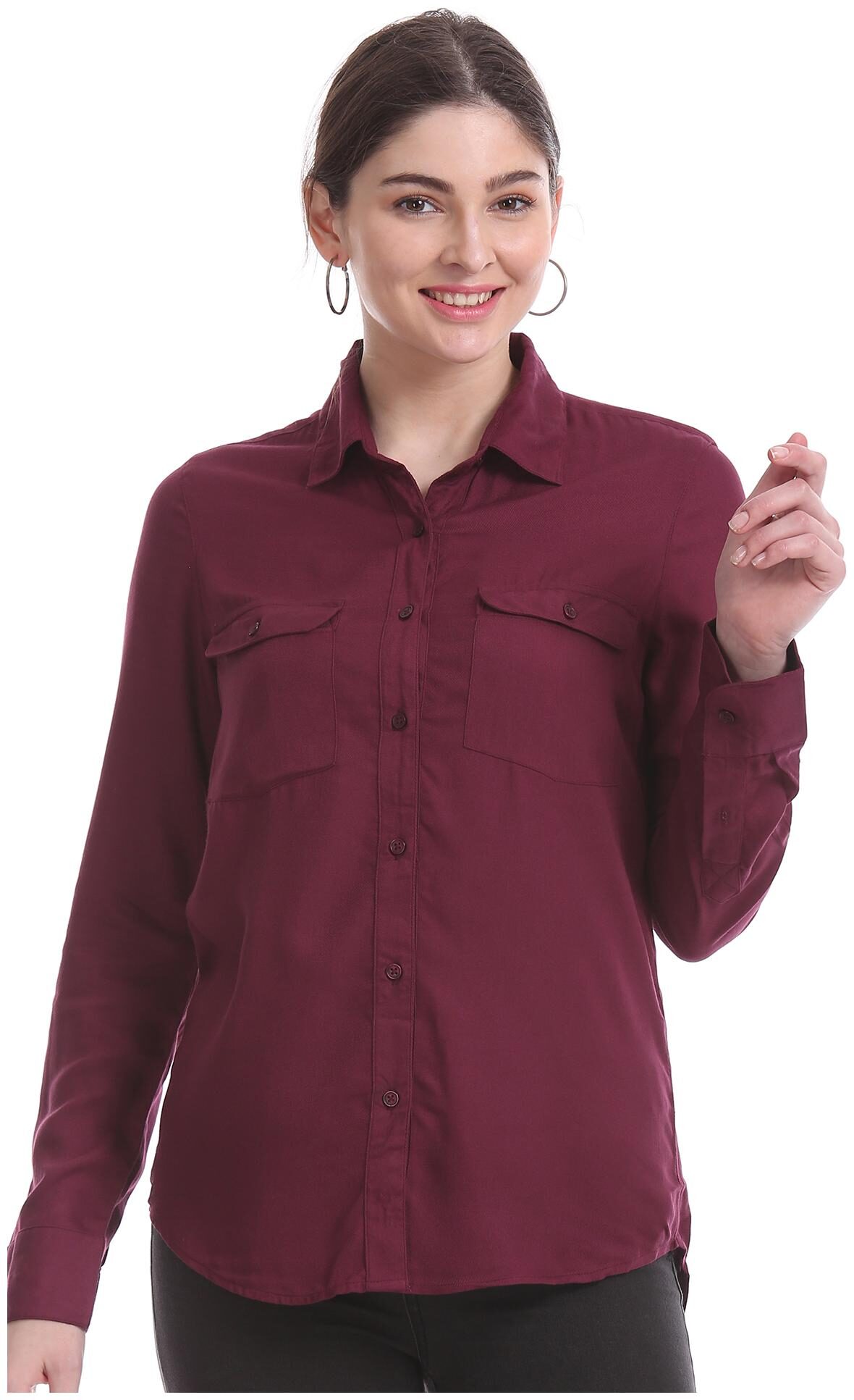 

Aeropostale Women Purple Solid Regular Fit Shirt