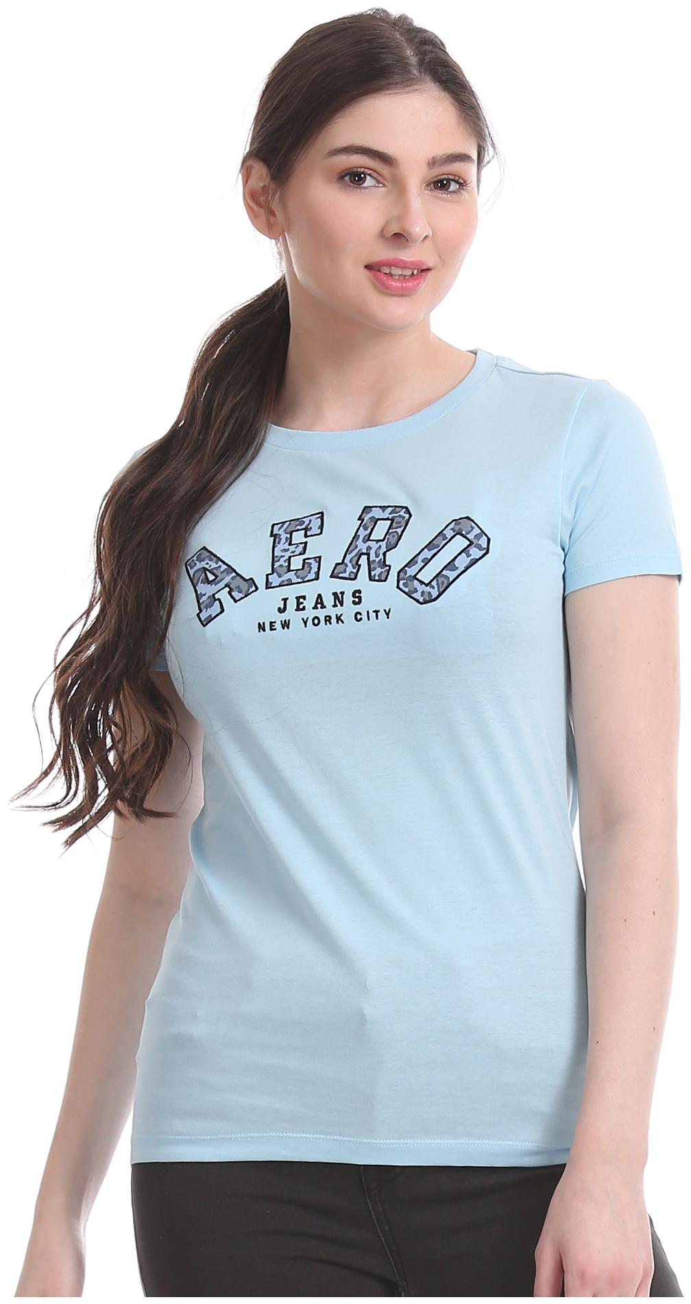 

Aeropostale Women Blue Regular fit Round neck Cotton T shirt