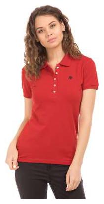 

Aeropostale Women Red Regular fit Polo neck Cotton T shirt