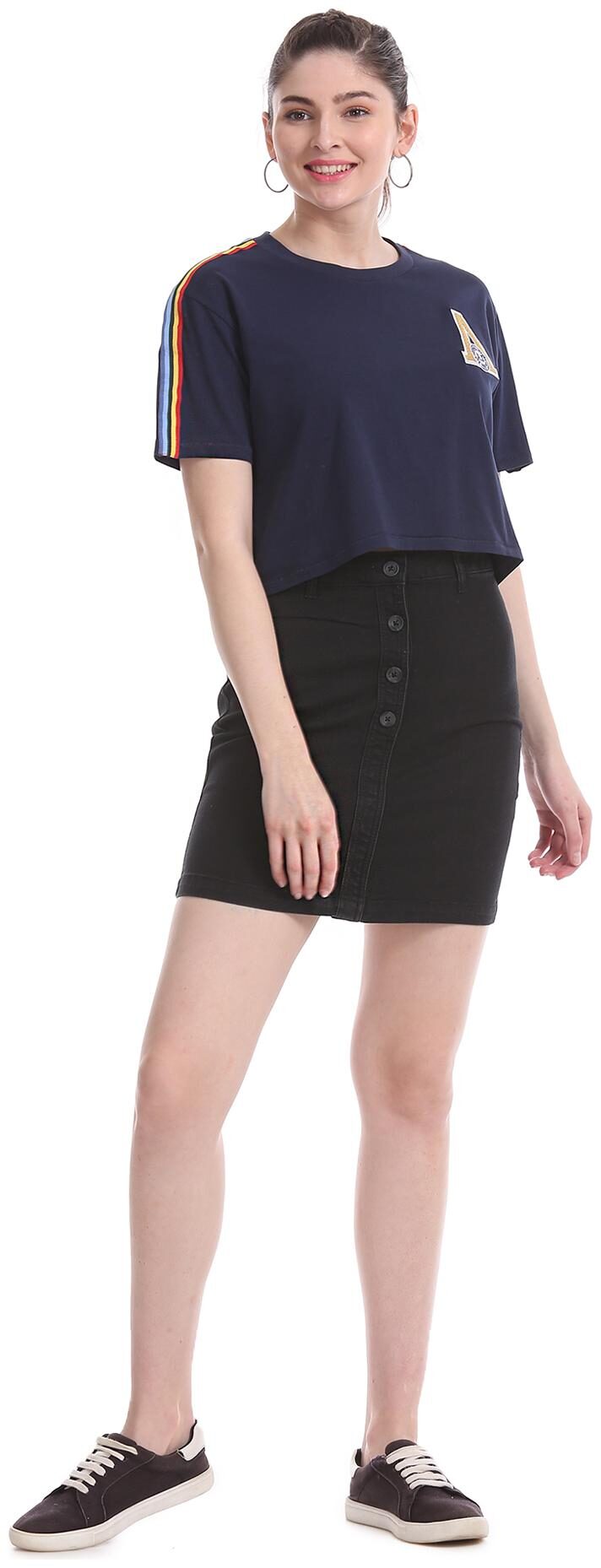

Aeropostale Women Blue Regular fit Round neck Cotton T shirt
