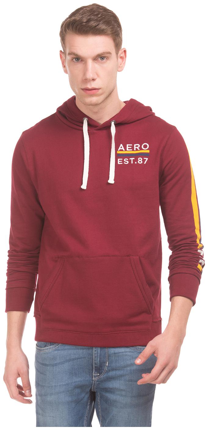 

Aeropostale Red Cotton Solid Hooded Sweatshirt