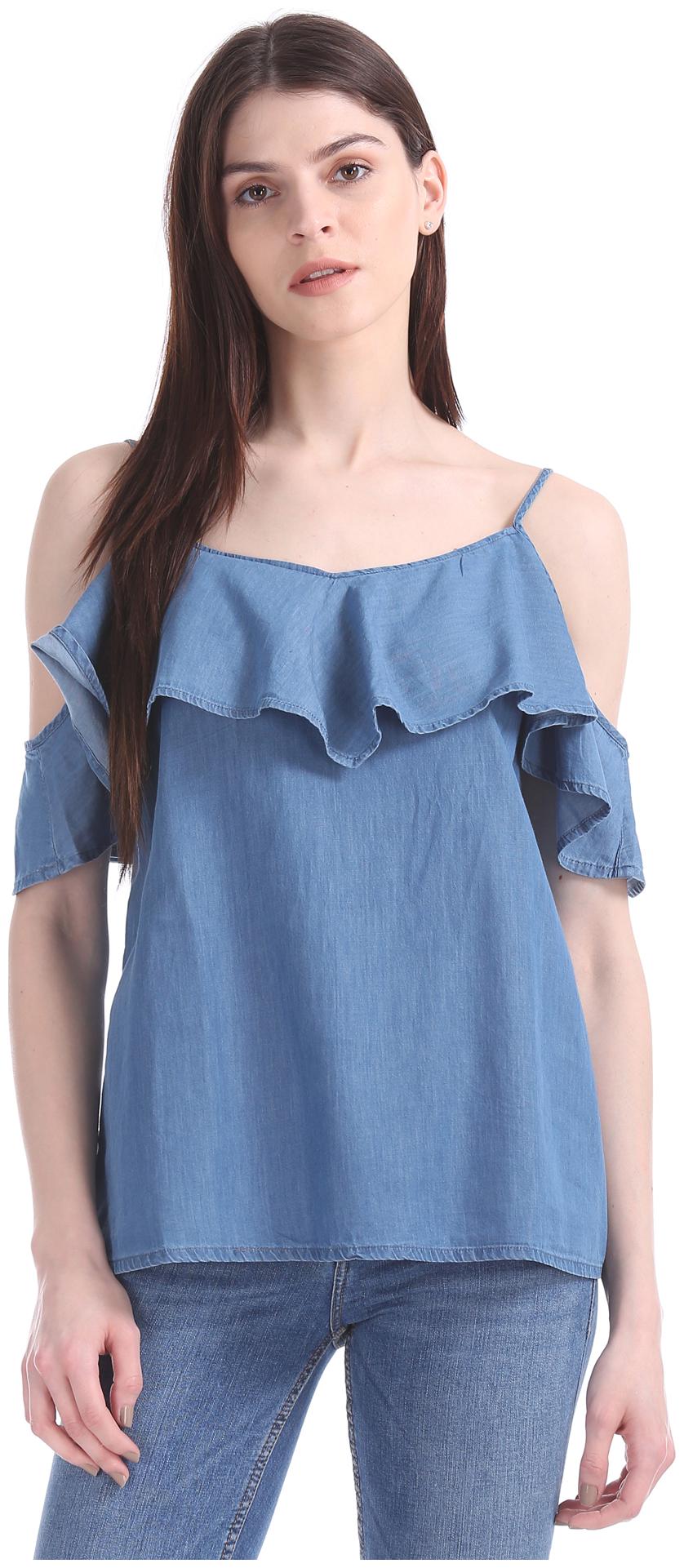 

Aeropostale Women Solid Regular top - Blue