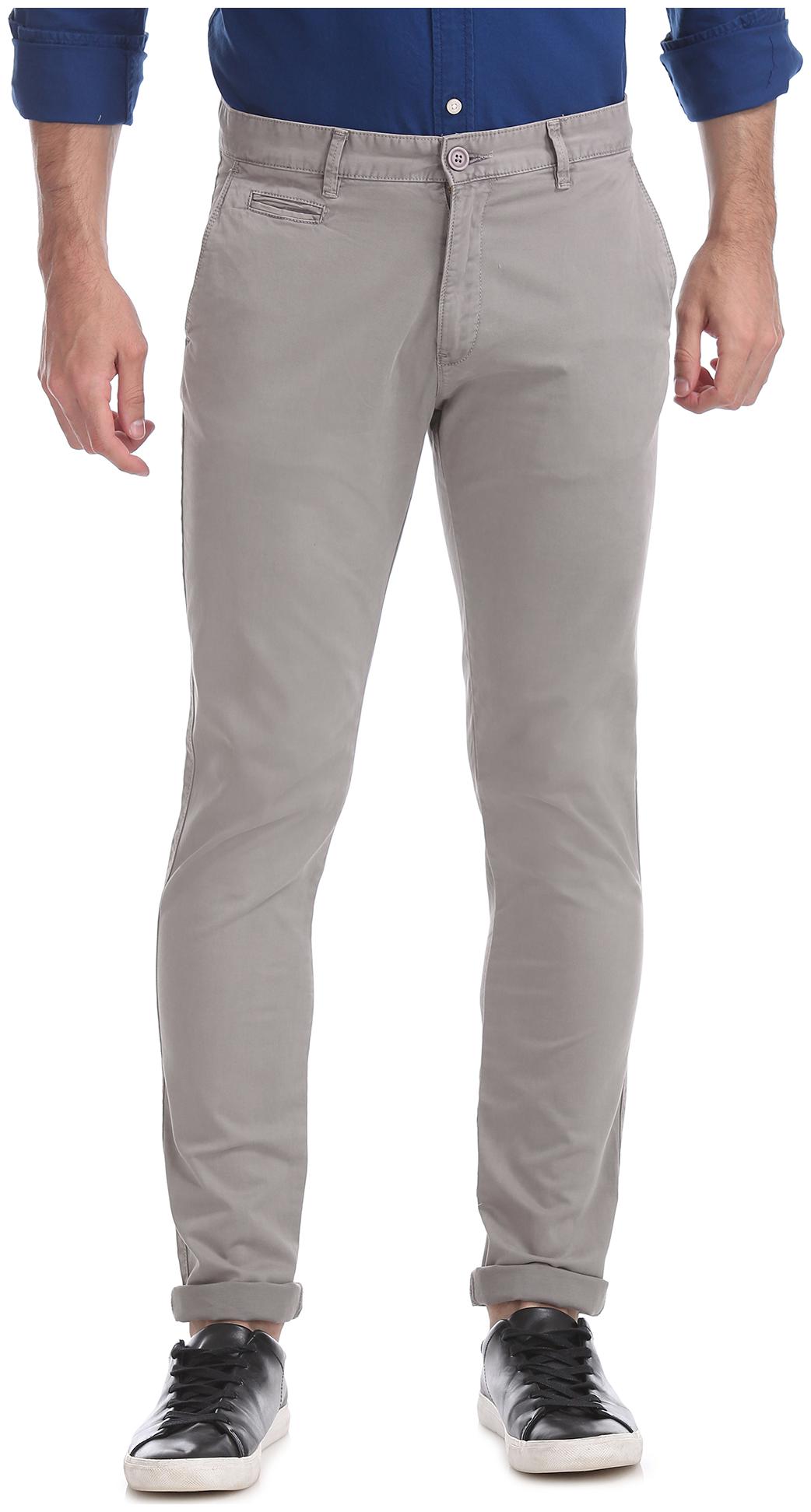 

Aeropostale Men Grey Solid Regular fit Regular trousers