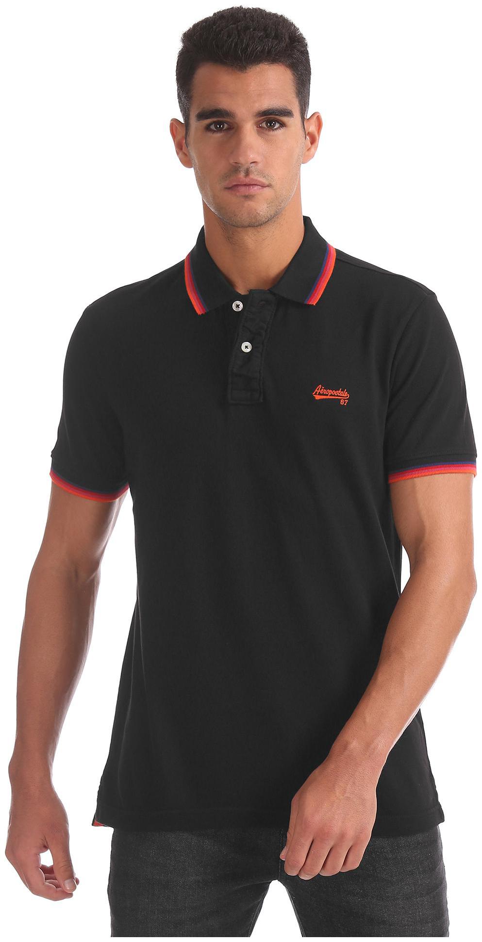 

Aeropostale Men Black Regular fit Cotton Polo collar T-Shirt - Pack Of 1