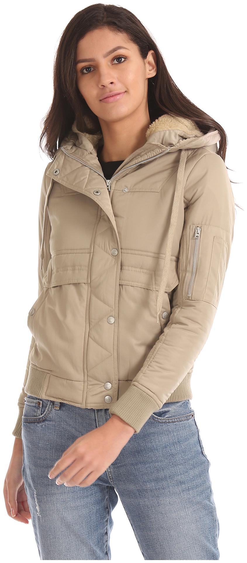 

Aeropostale Women Solid Puffer Jacket - Beige