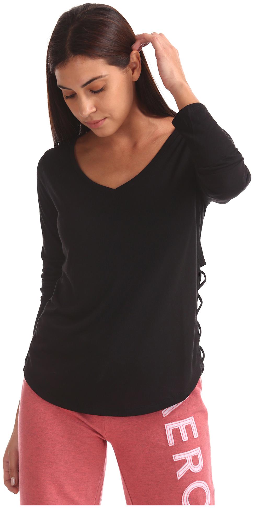 

Aeropostale Women Solid Regular top - Black
