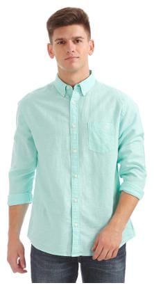 Aeropostale Men Blue Solid Regular Fit Casual Shirt