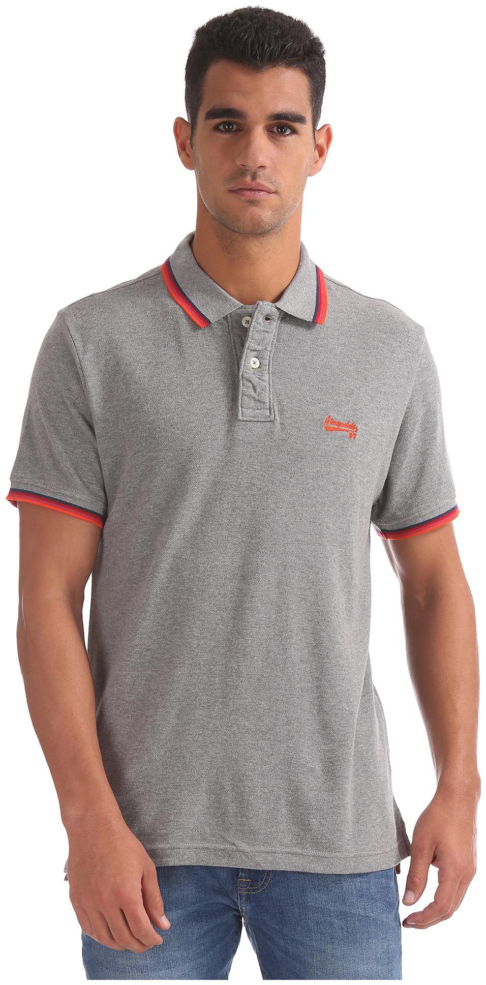 

Aeropostale Men Grey Regular fit Cotton Polo collar T-Shirt - Pack Of 1