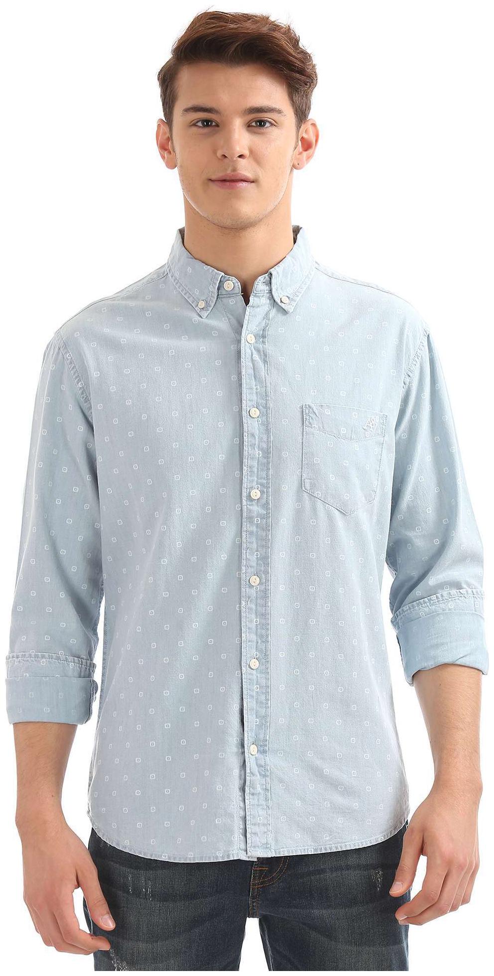 

Aeropostale Men Blue Printed Slim Fit Casual Shirt