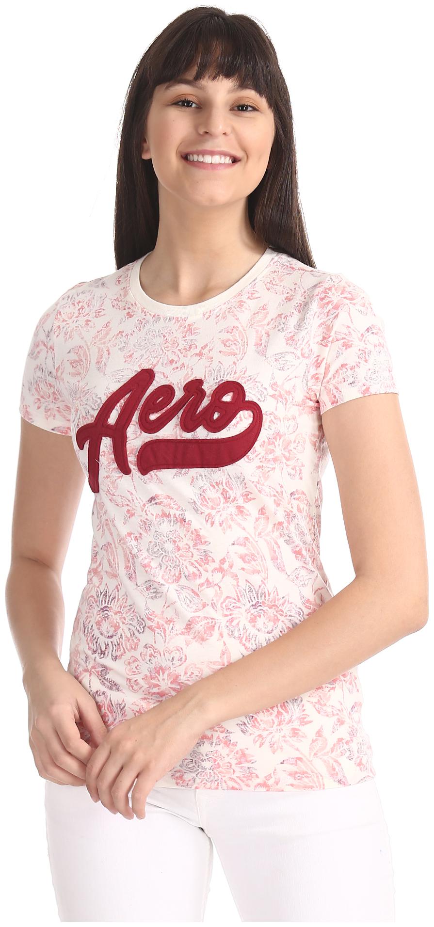 

A ropostale Women White Regular fit Round neck Cotton T shirt