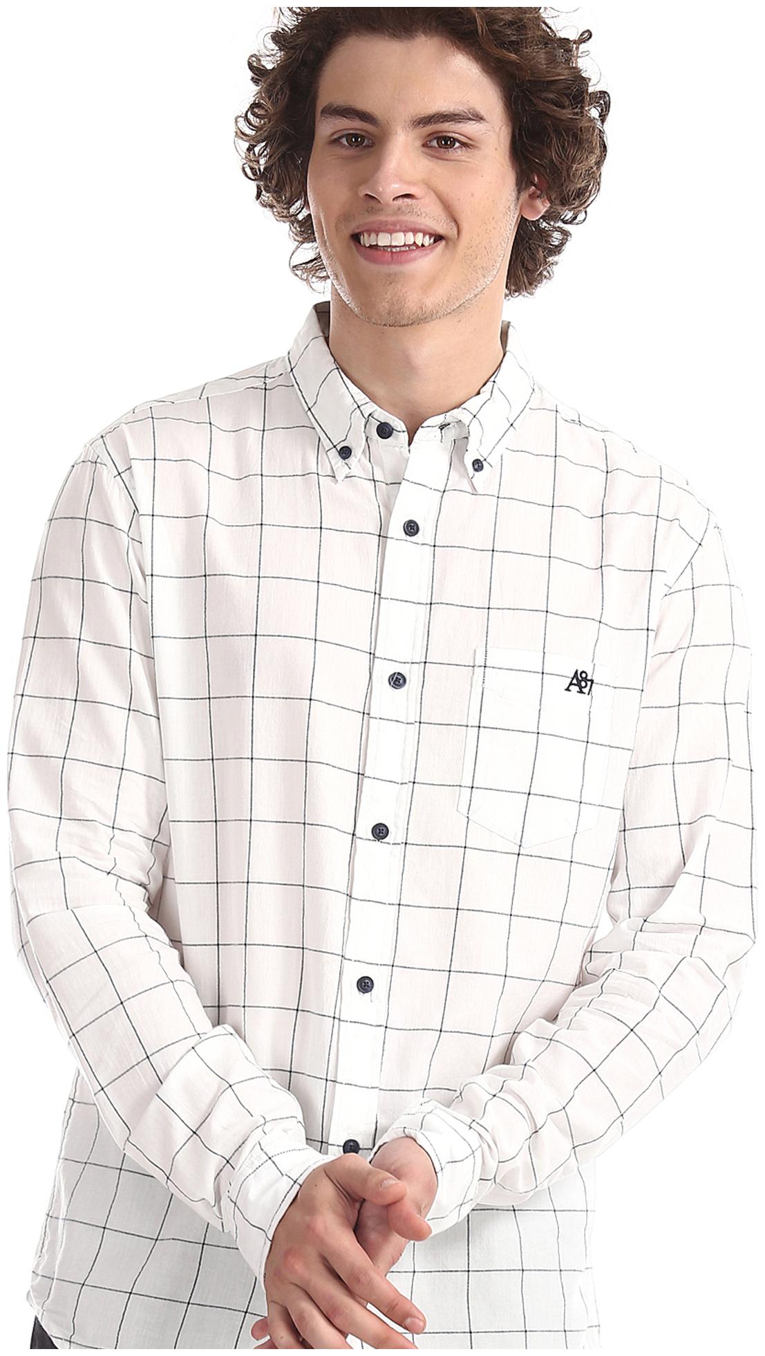 

A ropostale Men White Checked Slim Fit Casual Shirt