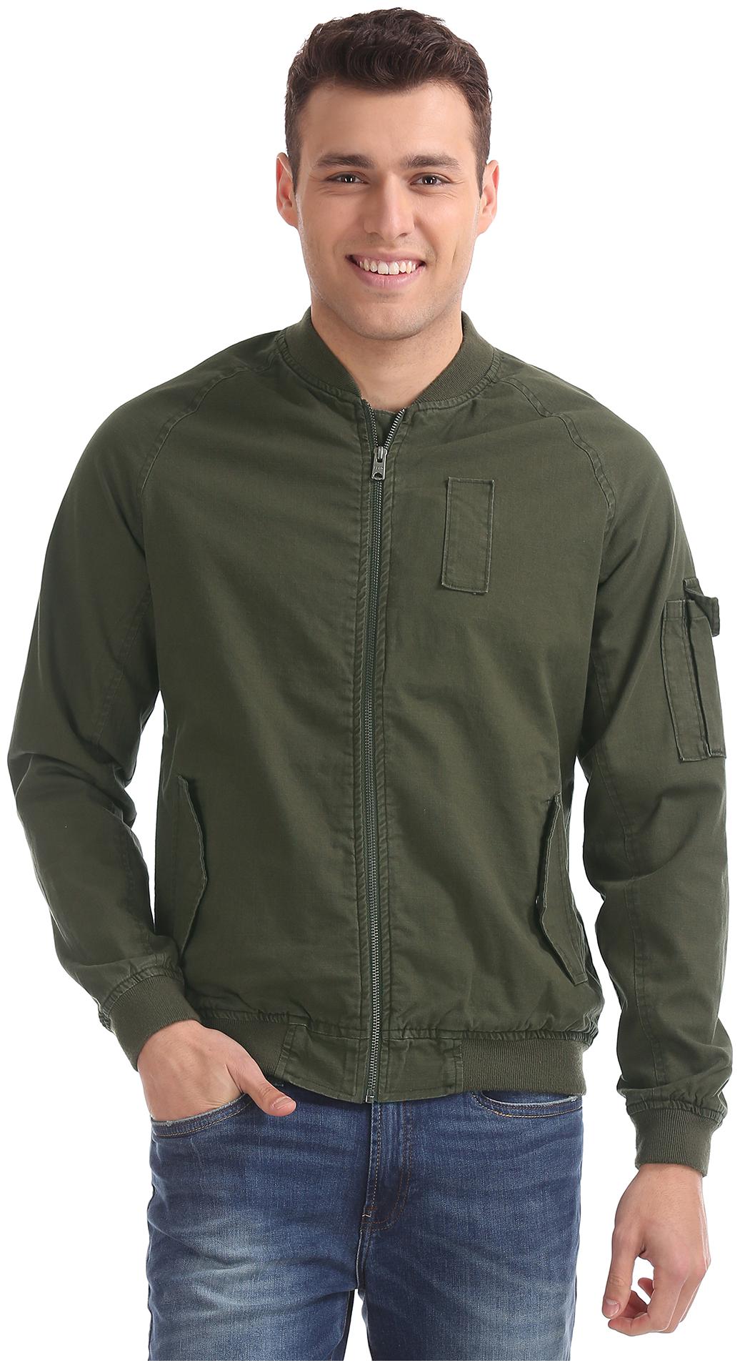 

Aeropostale Men Cotton Bomber Jacket Green