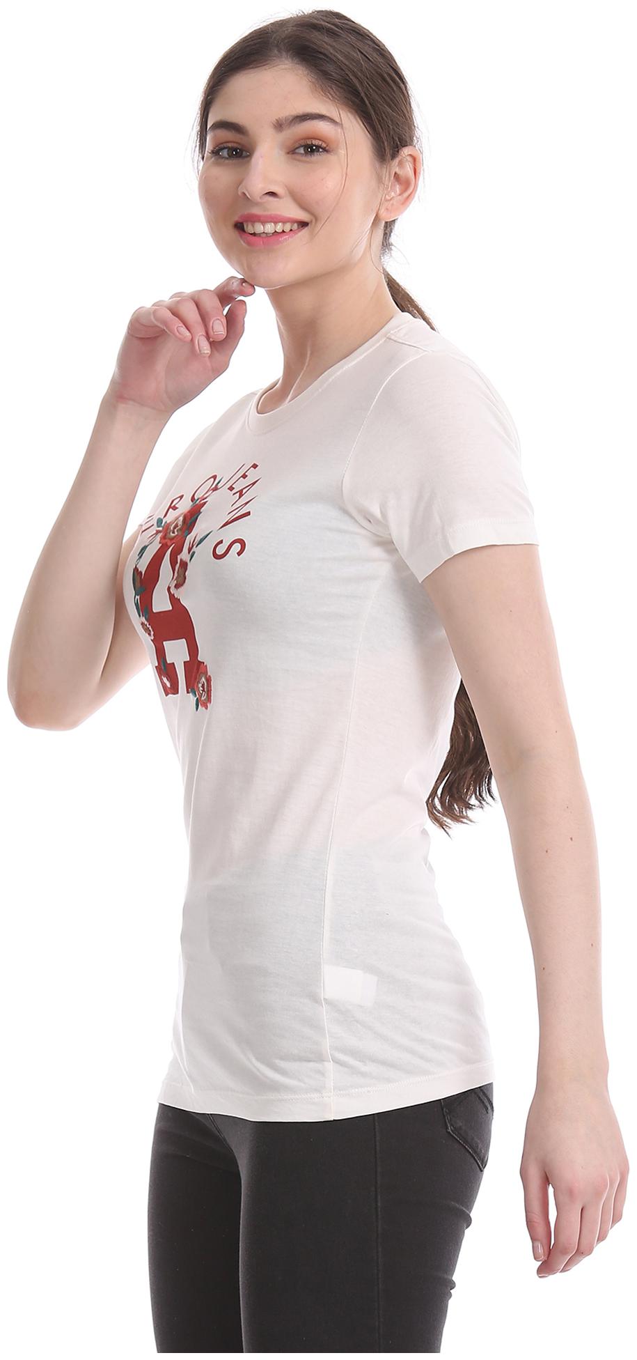 

Aeropostale Women White Regular fit Round neck Cotton T shirt