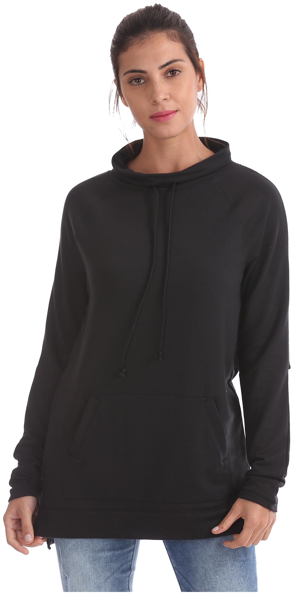 

Aeropostale Women Solid Sweatshirt - Black