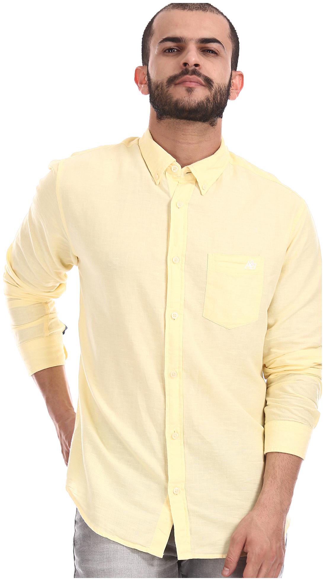 

A ropostale Men Yellow Solid Regular Fit Casual Shirt