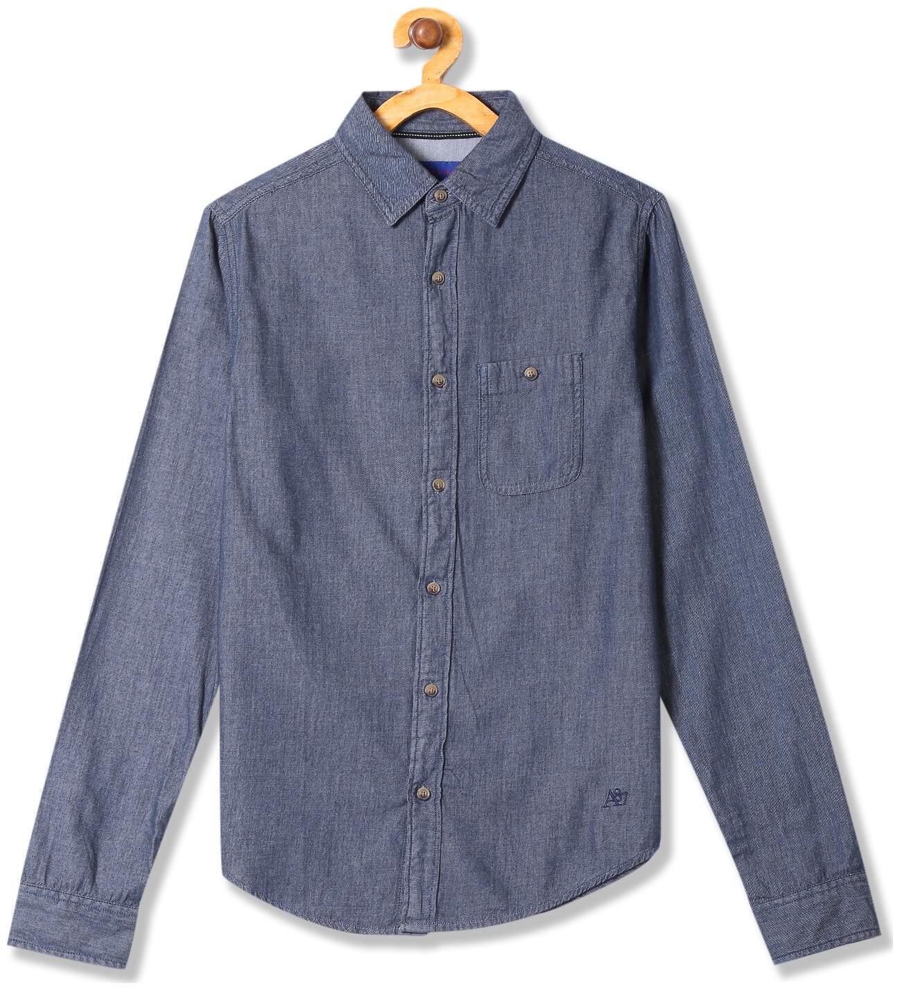 

Aeropostale Men Blue Solid Regular Fit Casual Shirt