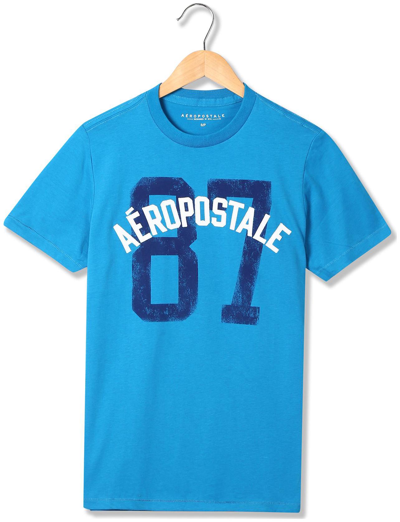 

Aeropostale Men Blue Regular fit Cotton Round neck T-Shirt - Pack Of 1