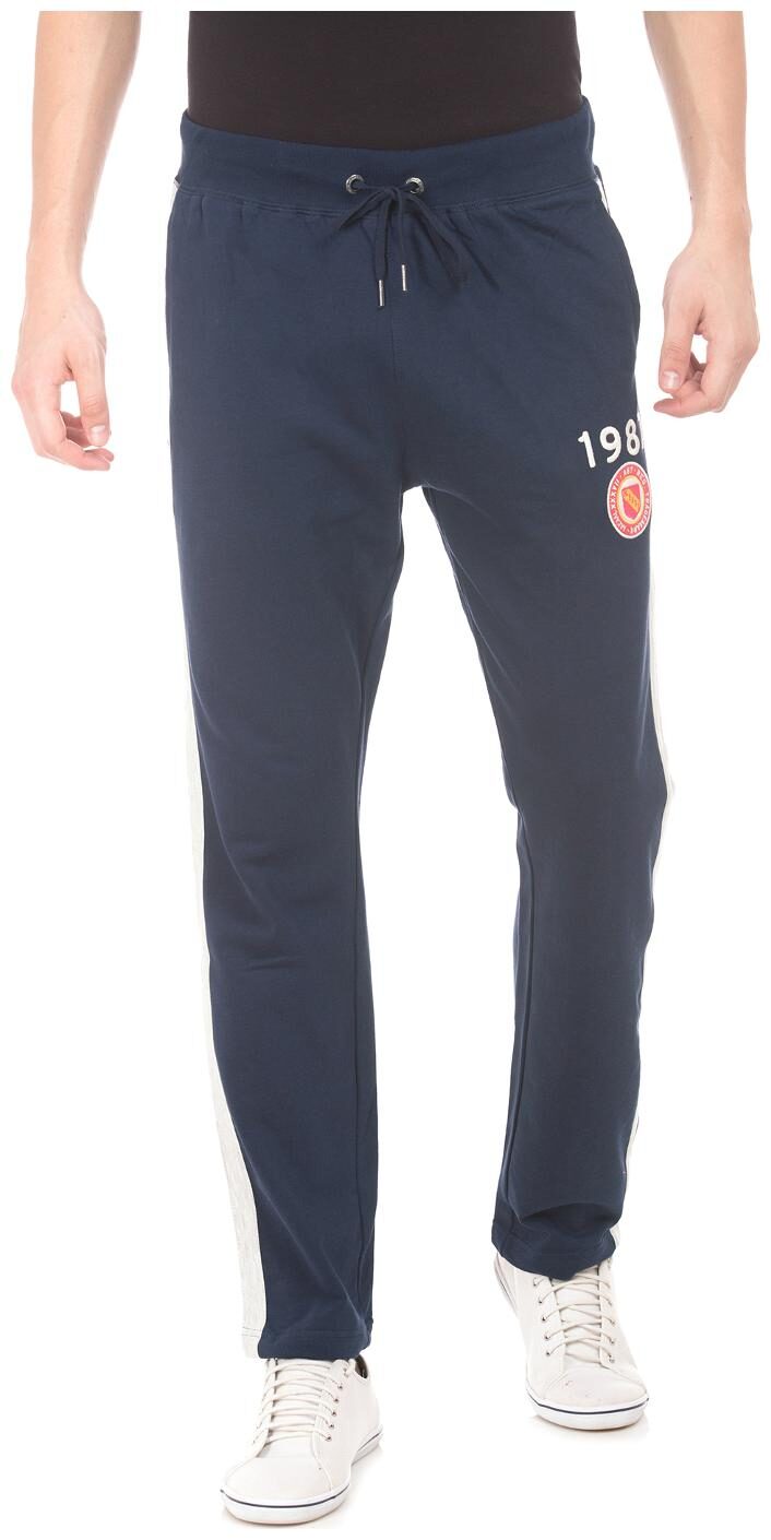 

Aeropostale Blue Cotton Drawstring Waist Contrast Striped Track Pants